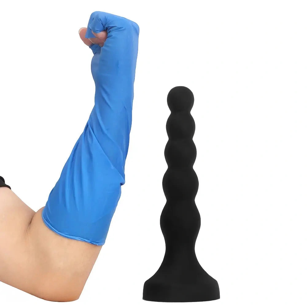 6.69in 8.66in 10.23in Black Silicone Soft Large Anal Plug/Bead Dildo