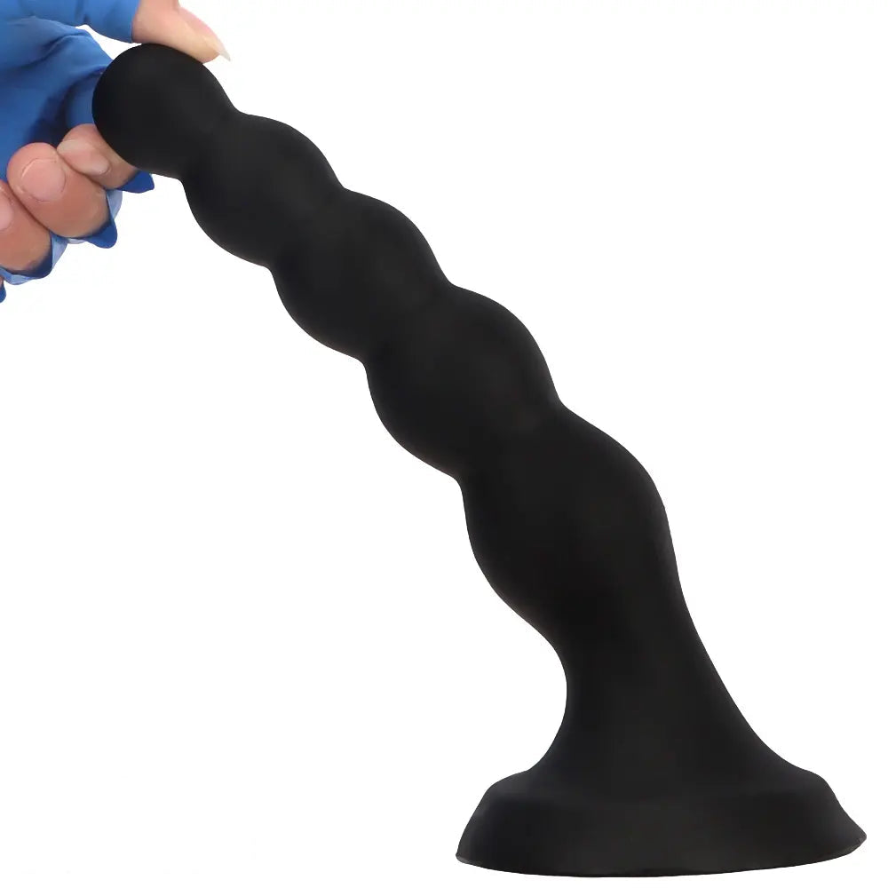 6.69in 8.66in 10.23in Black Silicone Soft Large Anal Plug/Bead Dildo