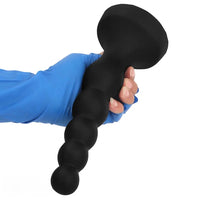 6.69in 8.66in 10.23in Black Silicone Soft Large Anal Plug/Bead Dildo