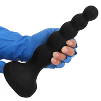 6.69in 8.66in 10.23in Black Silicone Soft Large Anal Plug/Bead Dildo