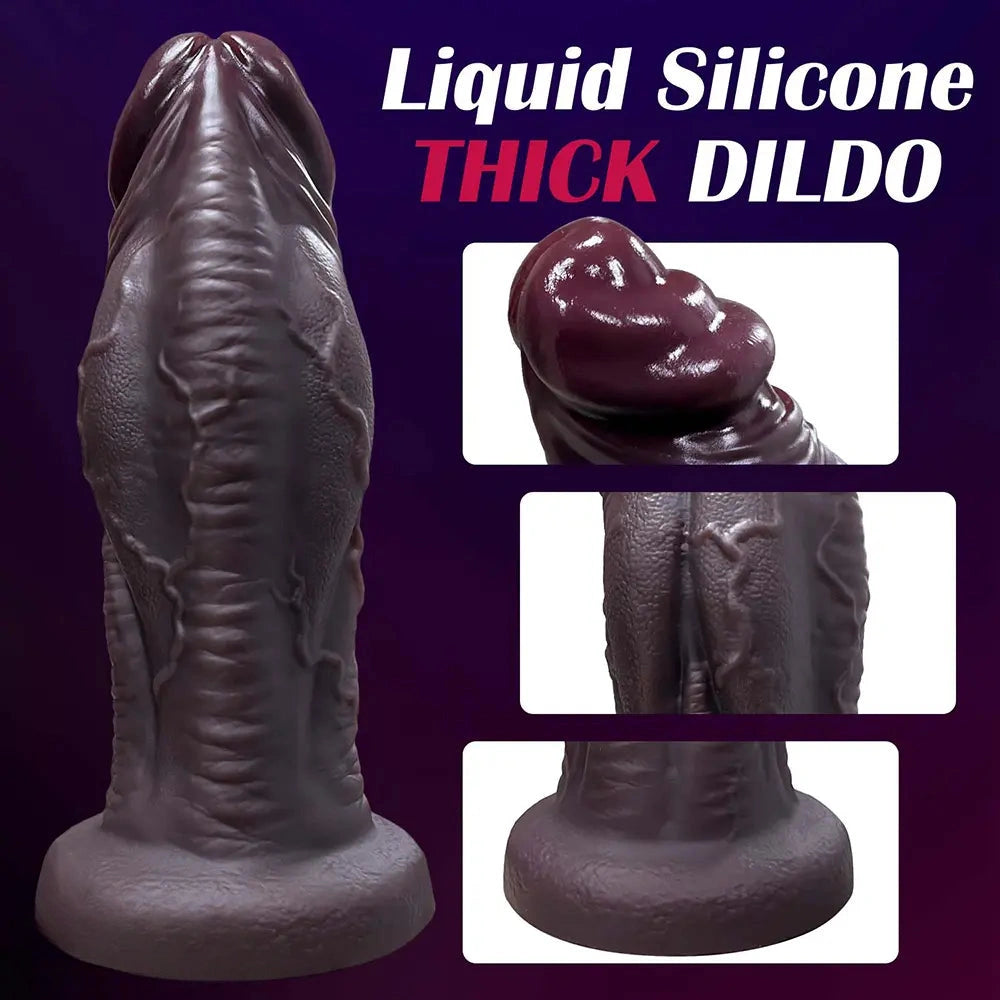 6.69in 8.66in 10.24in 11.42in 12.99in Thick Glans Real Veins Silicone Big Dildo