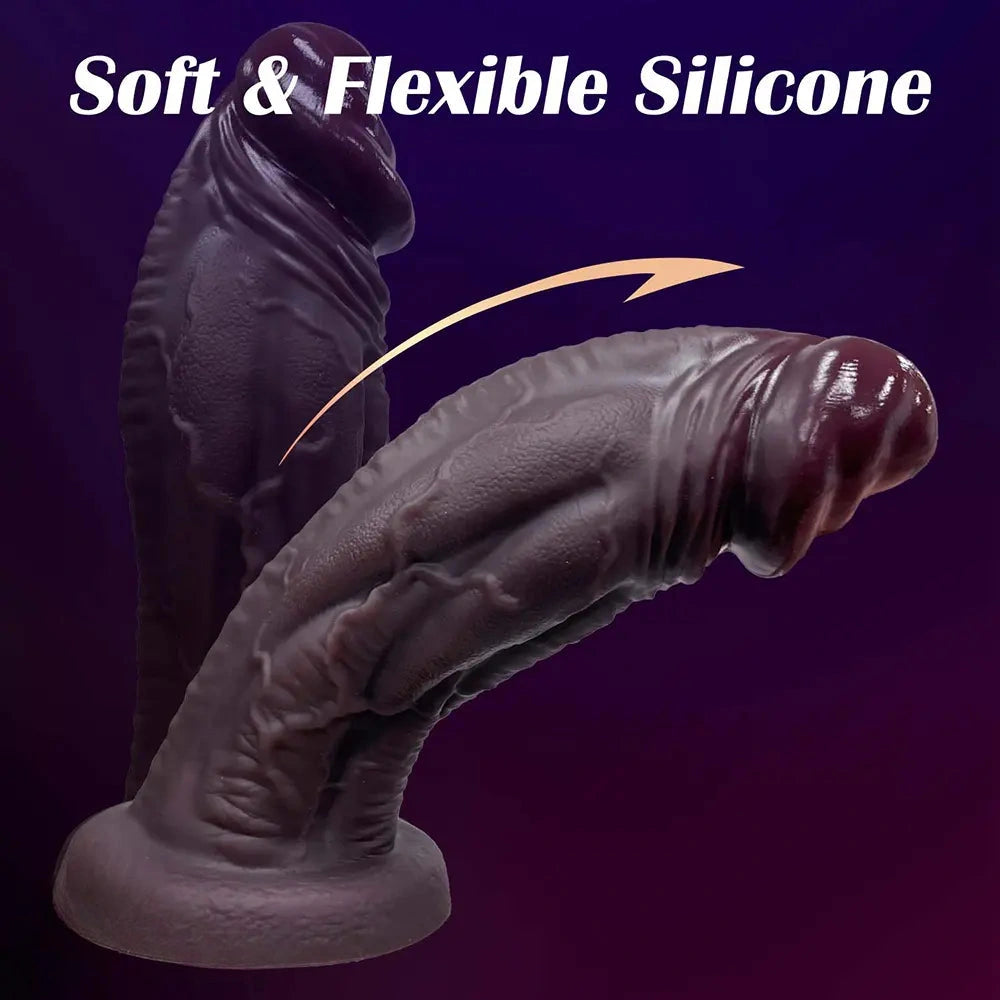 6.69in 8.66in 10.24in 11.42in 12.99in Thick Glans Real Veins Silicone Big Dildo