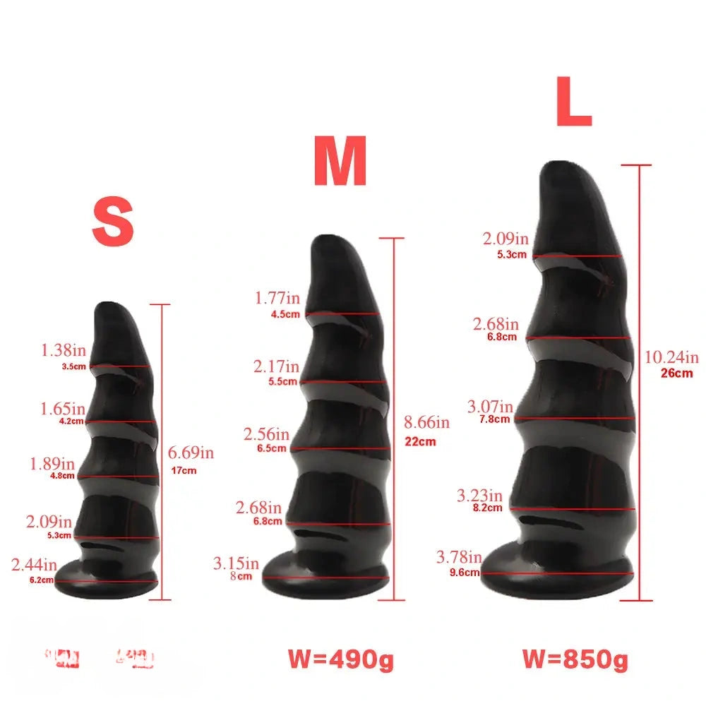 6.69in 8.66in 10.24in Exotic Wavy Anal Big PVC Dildo Butt Plug