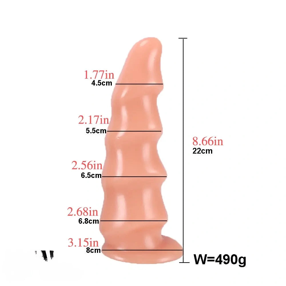 6.69in 8.66in 10.24in Exotic Wavy Anal Big PVC Dildo Butt Plug