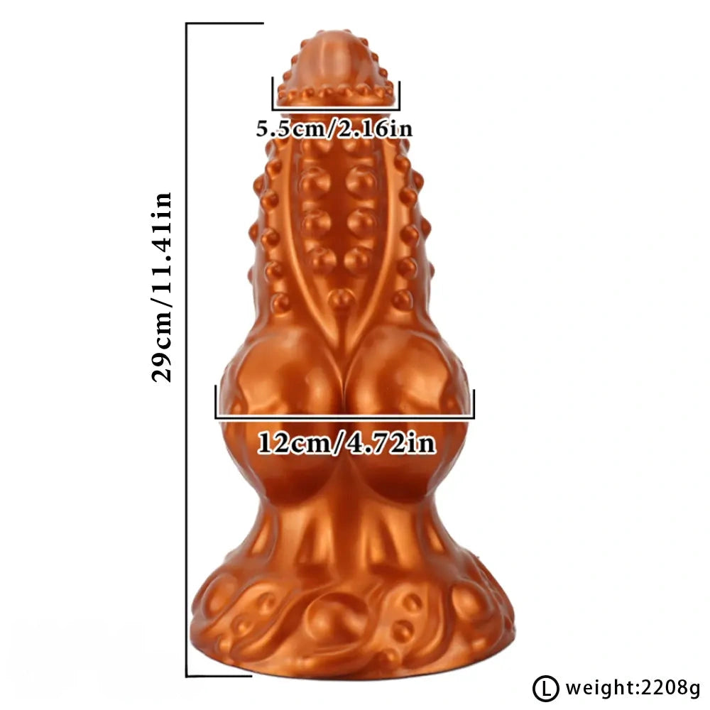 6.69in 8.66in 11.41in Spiked Tentacle Knot Silicone Big Granular Friction Dildo