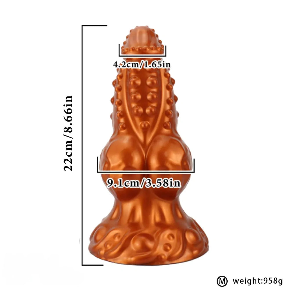 6.69in 8.66in 11.41in Spiked Tentacle Knot Silicone Big Granular Friction Dildo