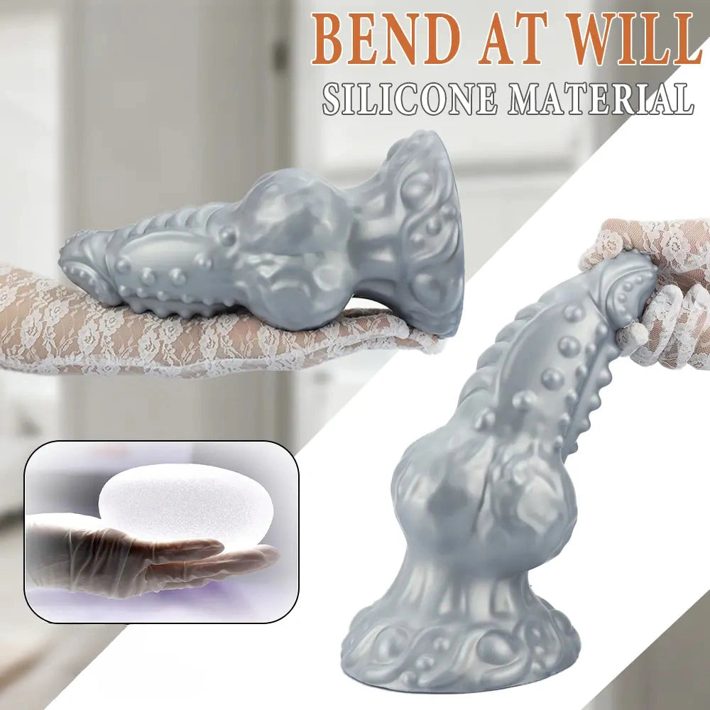 6.69in 8.66in 11.41in Spiked Tentacle Knot Silicone Big Granular Friction Dildo