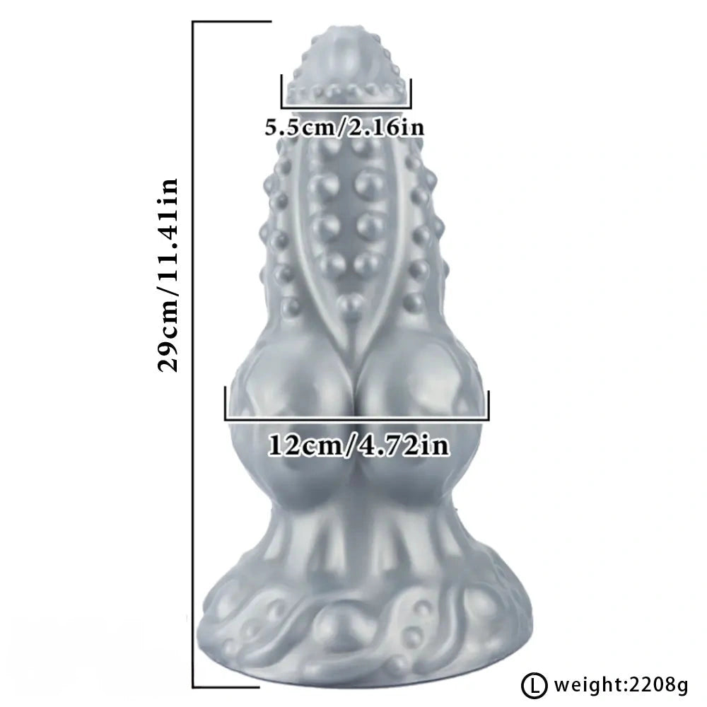 6.69in 8.66in 11.41in Spiked Tentacle Knot Silicone Big Granular Friction Dildo