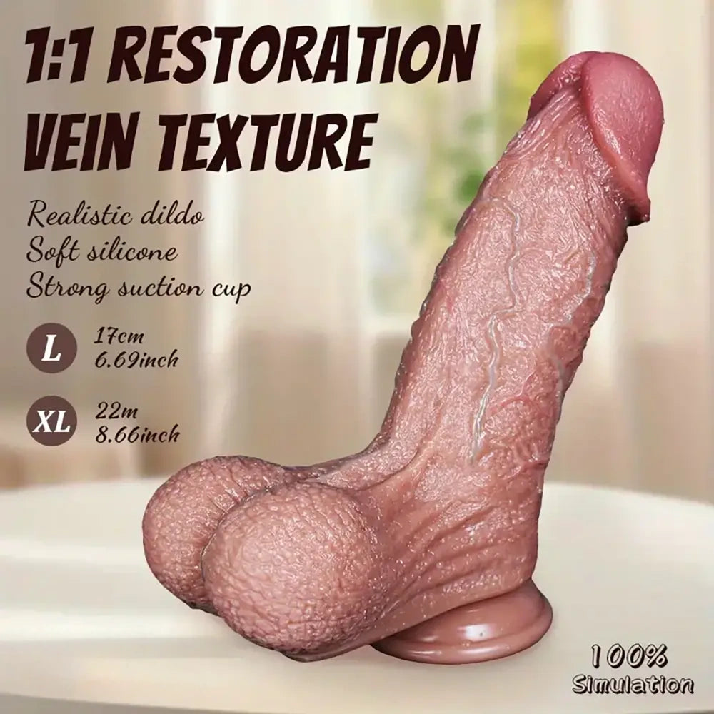 6.69in 8.66in Realistic Simulation Soft Silicone Dildo Women Sex Toy