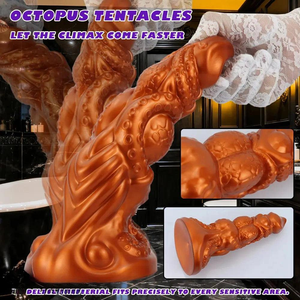 6.69in 9.05in 11.02in Dragon Tentacle Monster Silicone Butt Plug Cock Dildo