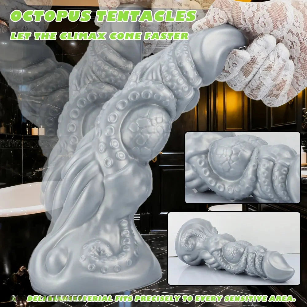 6.69in 9.05in 11.02in Dragon Tentacle Monster Silicone Butt Plug Cock Dildo