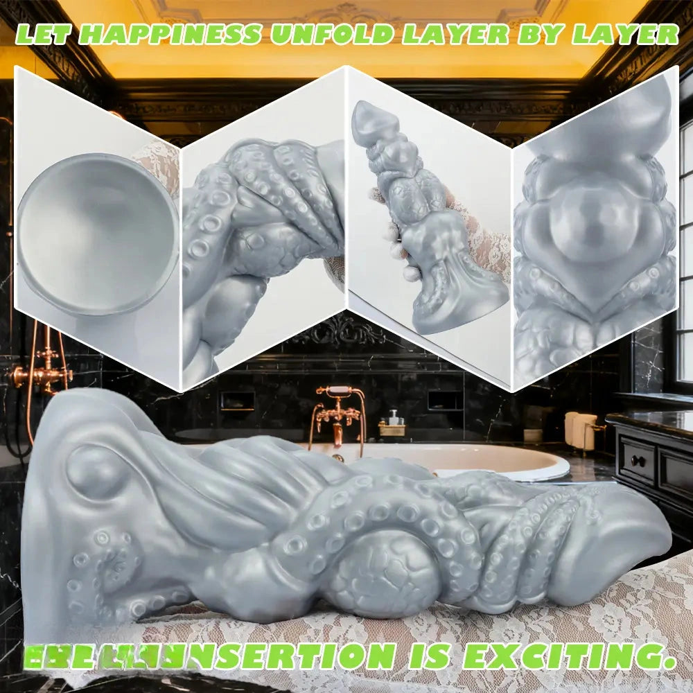 6.69in 9.05in 11.02in Dragon Tentacle Monster Silicone Butt Plug Cock Dildo