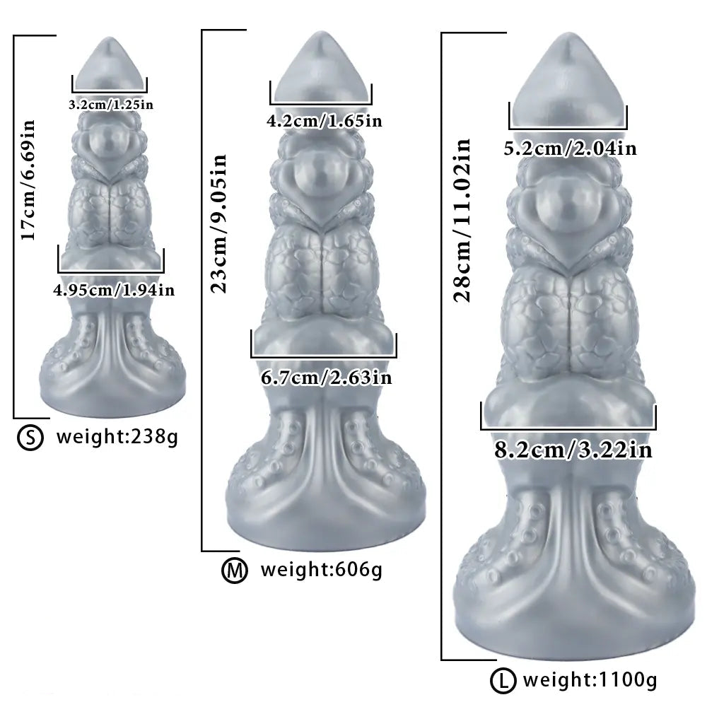 6.69in 9.05in 11.02in Dragon Tentacle Monster Silicone Butt Plug Cock Dildo