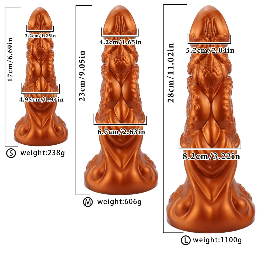 6.69in 9.05in 11.02in Dragon Tentacle Monster Silicone Butt Plug Cock Dildo