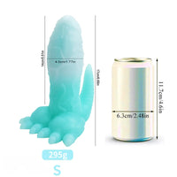 6.69in 9.44in Dinosaur Uncut Silicone Soft Luminous Dildo With Tail