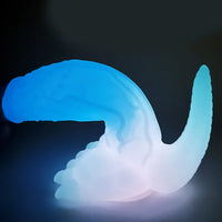 6.69in 9.44in Dinosaur Uncut Silicone Soft Luminous Dildo With Tail