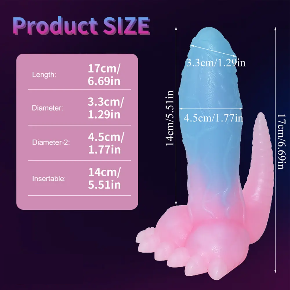 6.69in 9.44in Dinosaur Uncut Silicone Soft Luminous Dildo With Tail