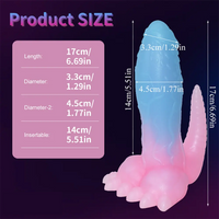 6.69in 9.44in Dinosaur Uncut Silicone Soft Luminous Dildo With Tail