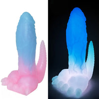 6.69in 9.44in Dinosaur Uncut Silicone Soft Luminous Dildo With Tail