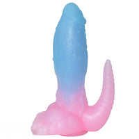 6.69in 9.44in Dinosaur Uncut Silicone Soft Luminous Dildo With Tail