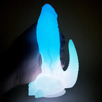 6.69in 9.44in Dinosaur Uncut Silicone Soft Luminous Dildo With Tail
