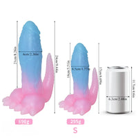 6.69in 9.44in Dinosaur Uncut Silicone Soft Luminous Dildo With Tail