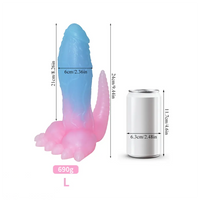 6.69in 9.44in Dinosaur Uncut Silicone Soft Luminous Dildo With Tail