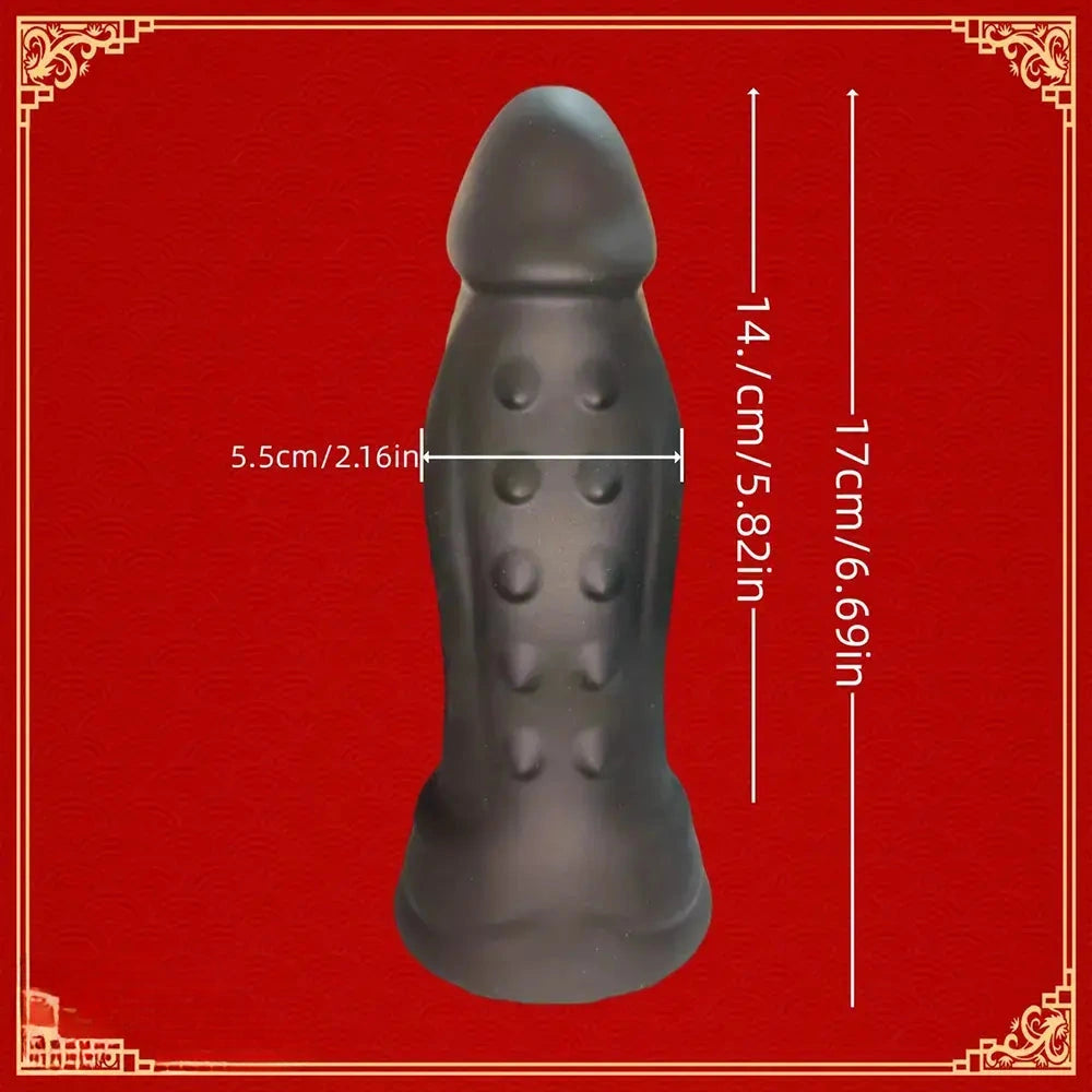 6.69in Black Liquid Silicone Realistic Spiked Dildo For Female Masturbation