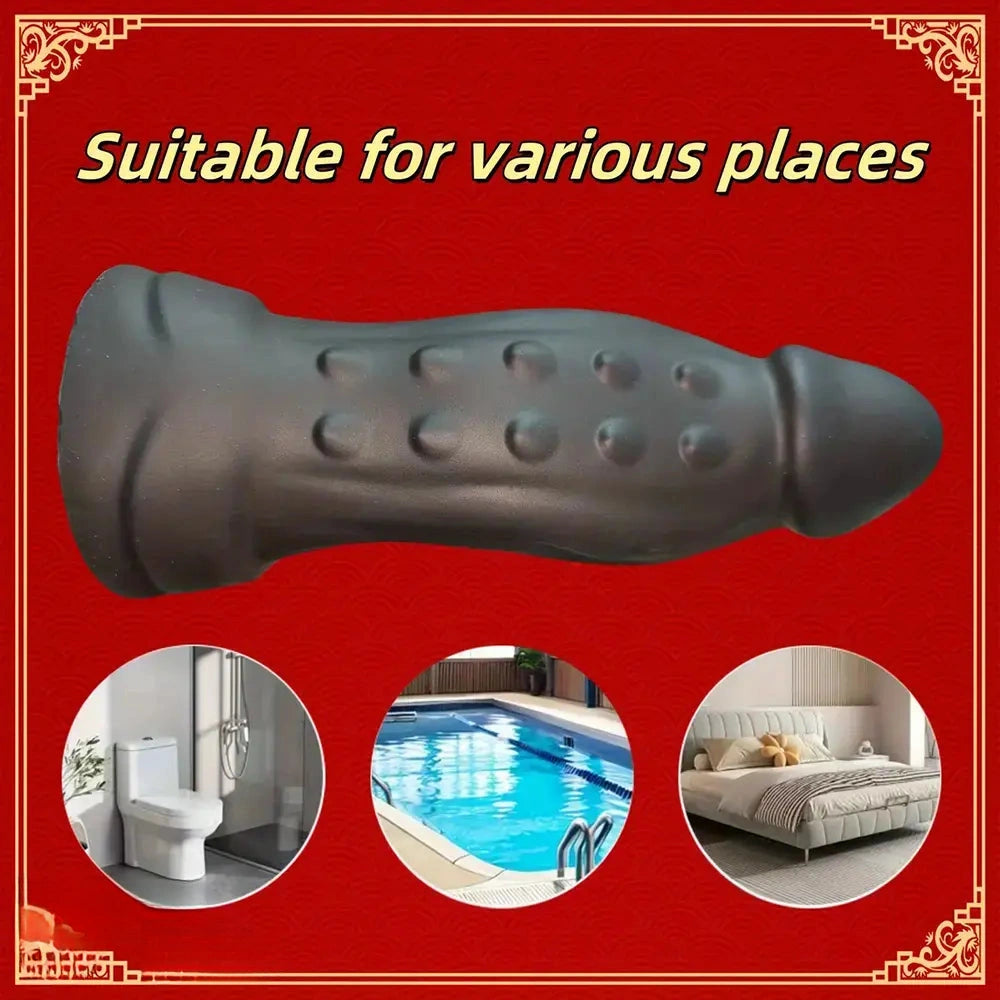 6.69in Black Liquid Silicone Realistic Spiked Dildo For Female Masturbation