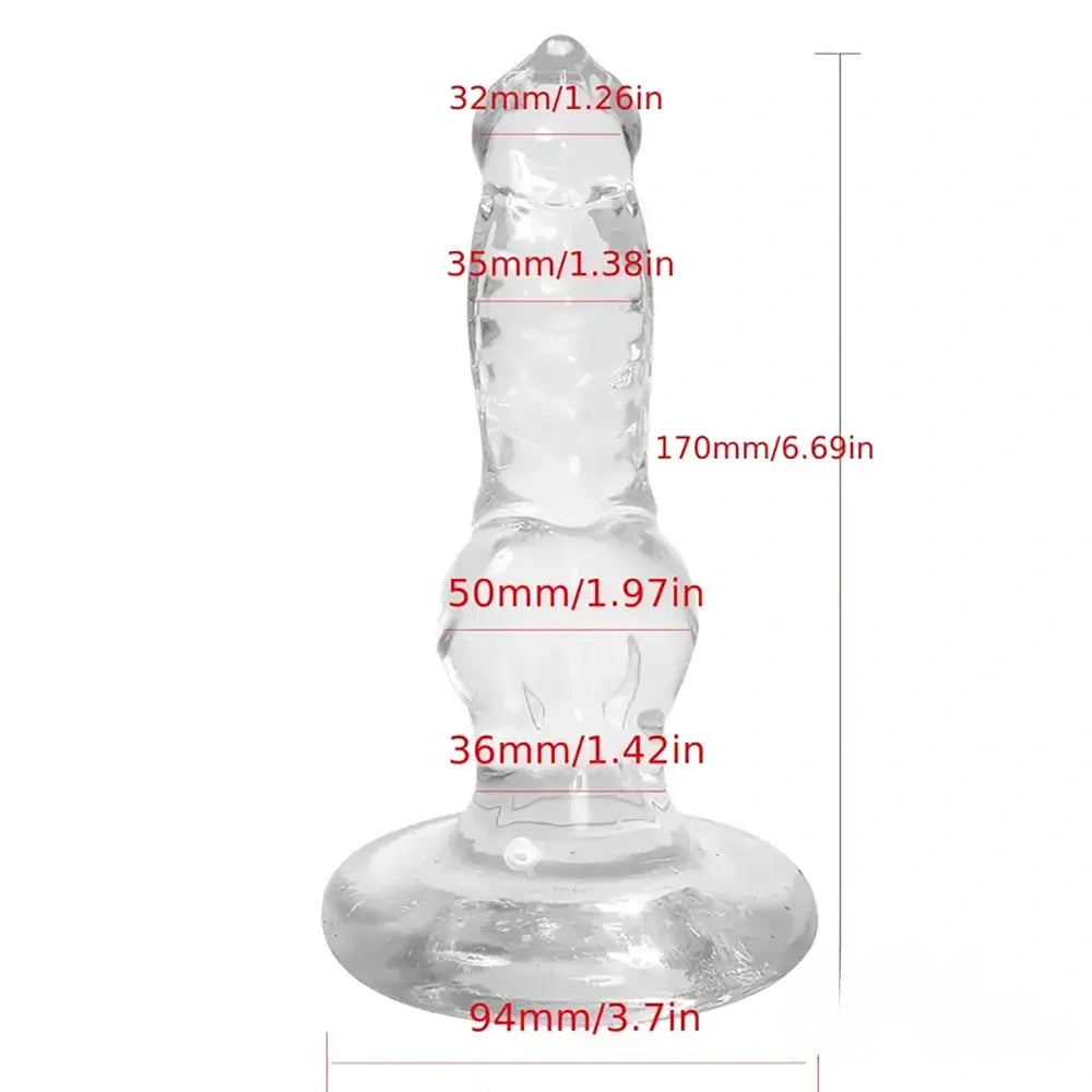 6.69in Clear Animal Dog Cock Dildo For G-Spot Vaginal Sex Stimulation