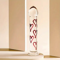 6.69in Crystal Heart Glass Clear Dildo Suction Cup Elegant Anal Sex Toy