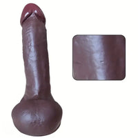 6.69in Ebony Real Dildo Silicone Soft Adult Female Masturbation Sex Toy
