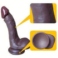 6.69in Ebony Real Dildo Silicone Soft Adult Female Masturbation Sex Toy