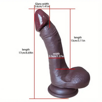 6.69in Ebony Real Dildo Silicone Soft Adult Female Masturbation Sex Toy