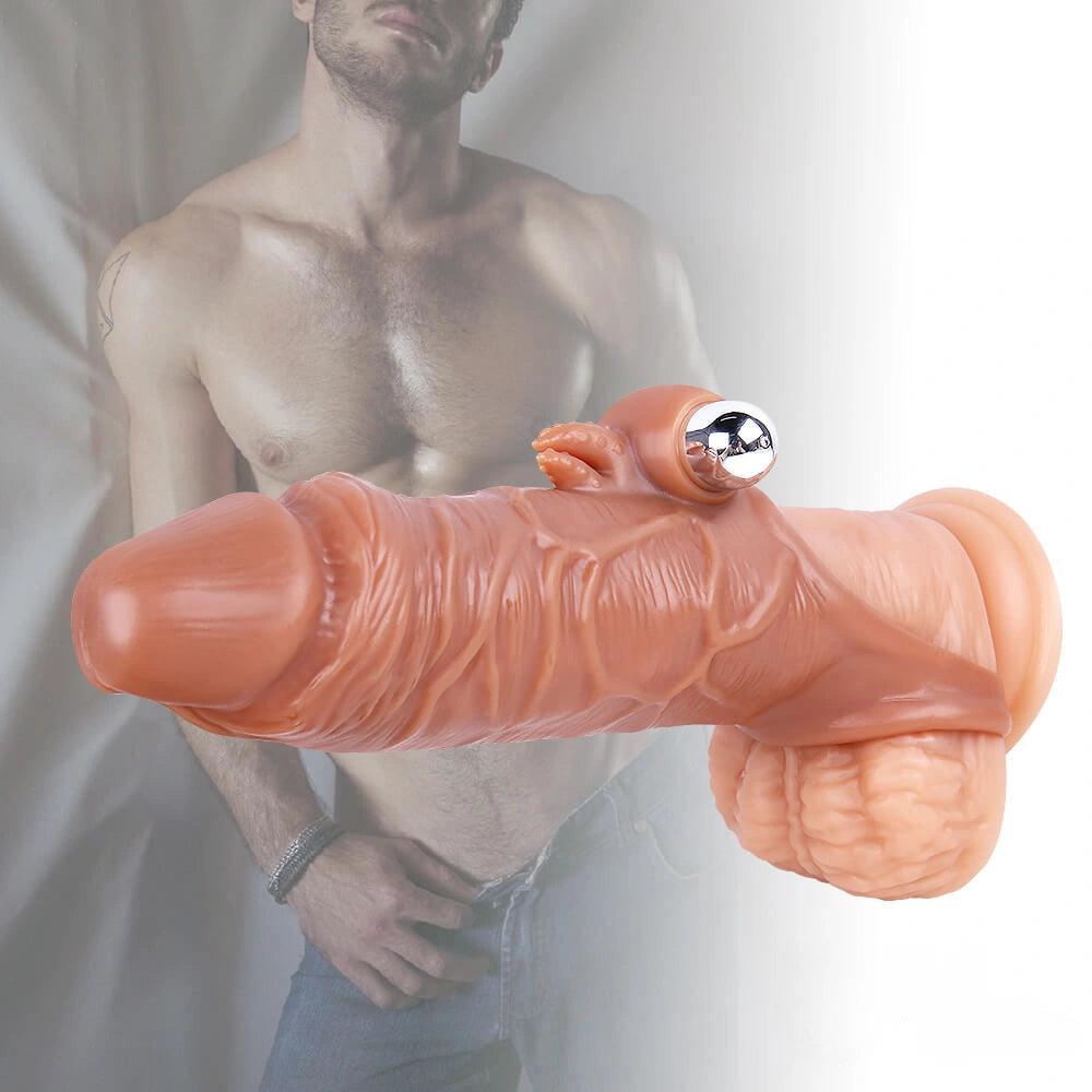 6.69in Enlarge Vibrating Cock Sleeve For Men Fucking Sex Toy