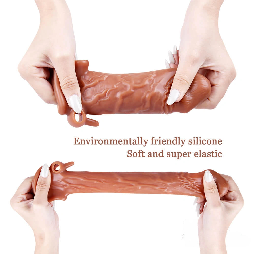 6.69in Enlarge Vibrating Cock Sleeve For Men Fucking Sex Toy