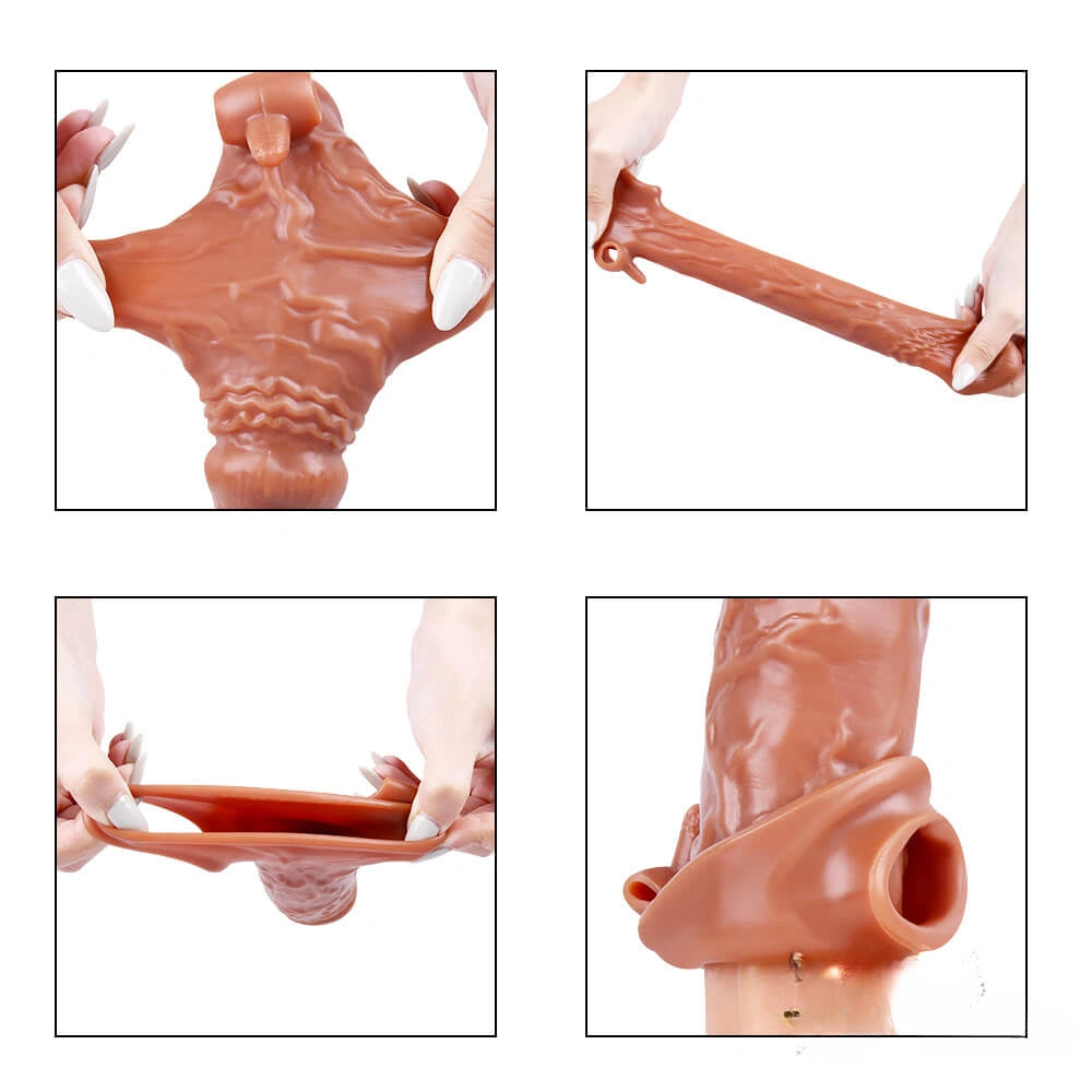 6.69in Enlarge Vibrating Cock Sleeve For Men Fucking Sex Toy