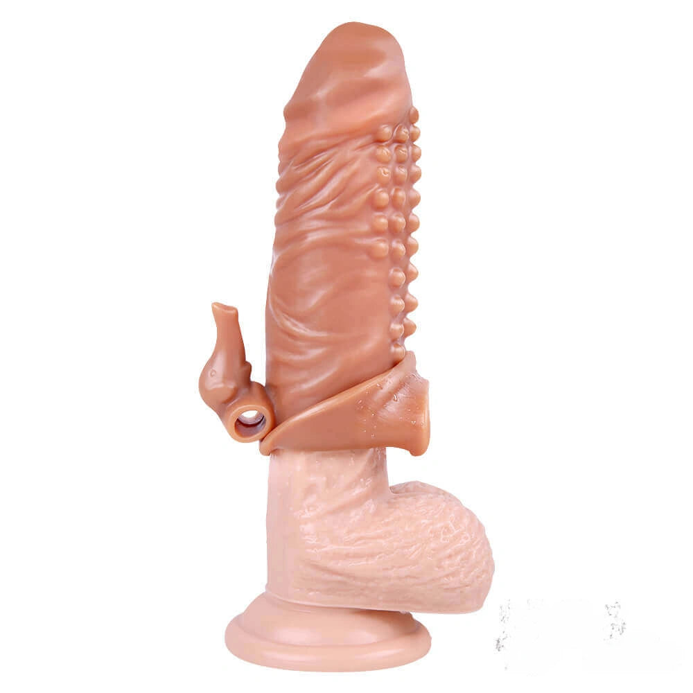 6.69in Enlarge Vibrating Cock Sleeve For Men Fucking Sex Toy