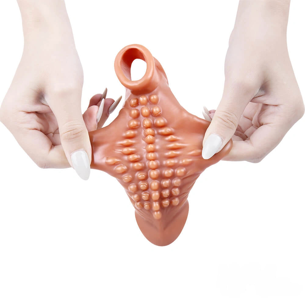 6.69in Enlarge Vibrating Cock Sleeve For Men Fucking Sex Toy