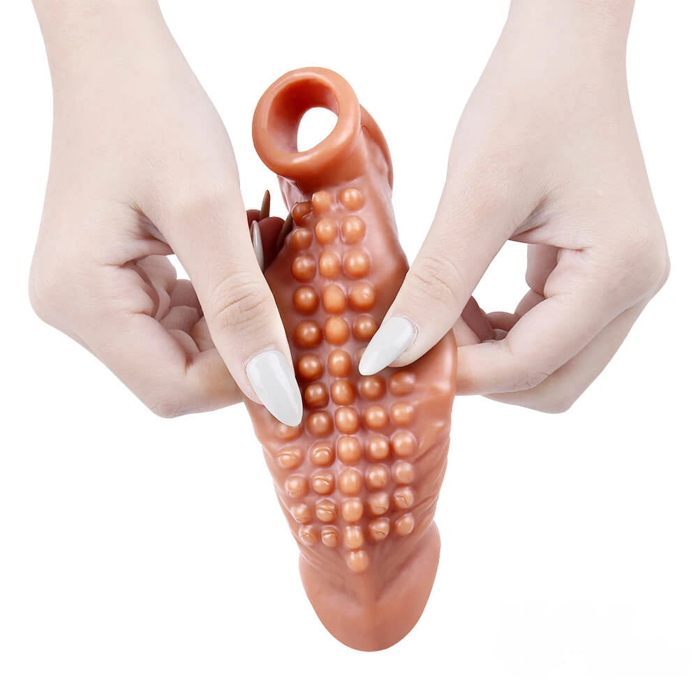 6.69in Enlarge Vibrating Cock Sleeve For Men Fucking Sex Toy