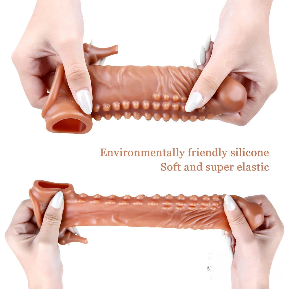 6.69in Enlarge Vibrating Cock Sleeve For Men Fucking Sex Toy