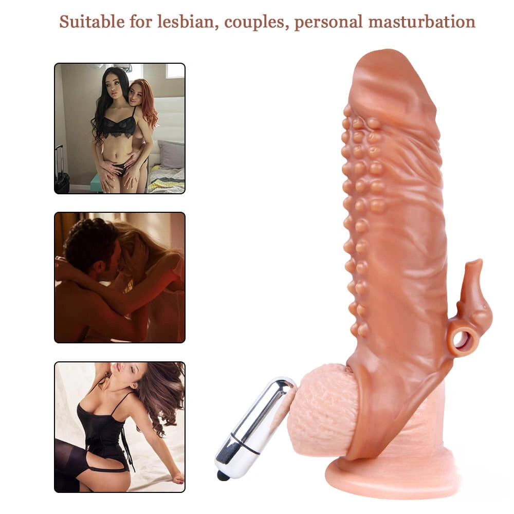6.69in Enlarge Vibrating Cock Sleeve For Men Fucking Sex Toy