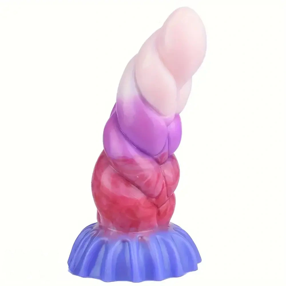 6.69in Fantasy Rainbow Silicone Curved Anal Plug Women Dildo