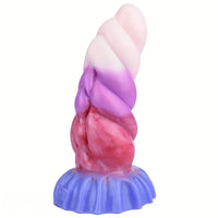 6.69in Fantasy Rainbow Silicone Curved Anal Plug Women Dildo