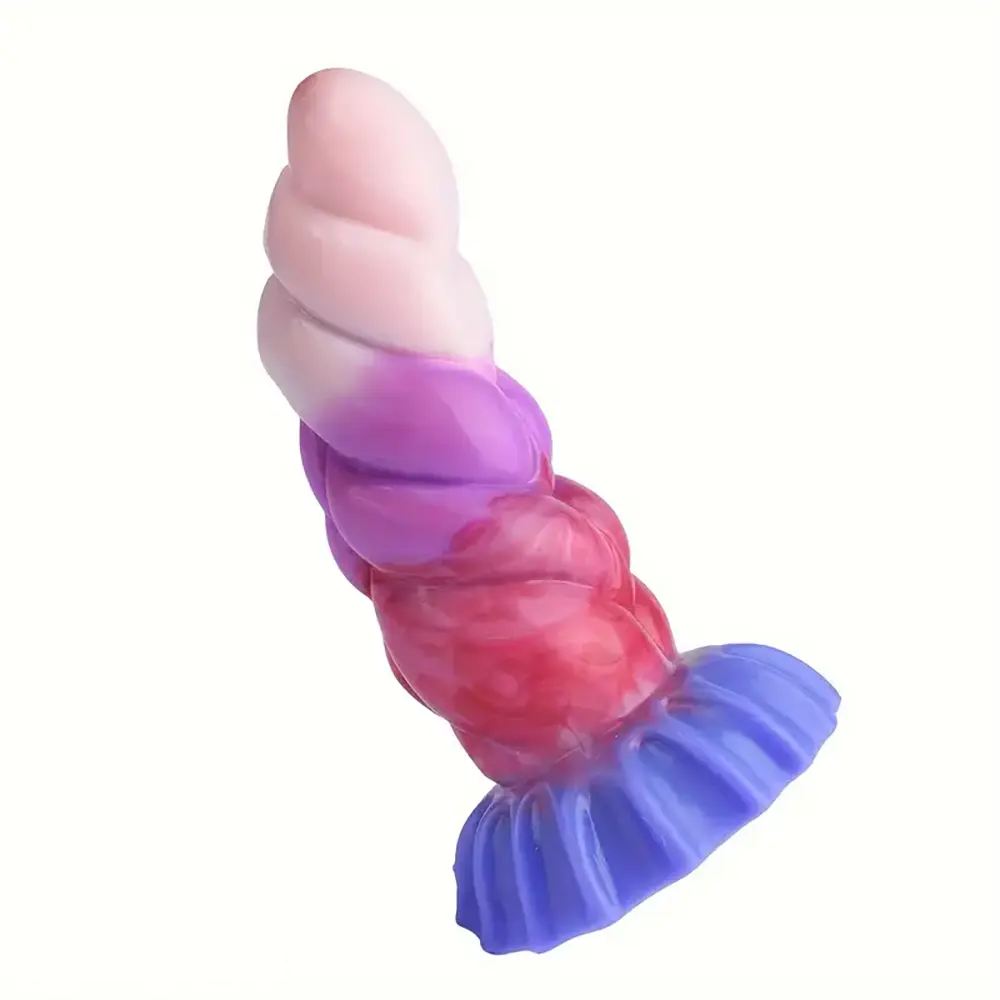 6.69in Fantasy Rainbow Silicone Curved Anal Plug Women Dildo