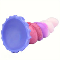 6.69in Fantasy Rainbow Silicone Curved Anal Plug Women Dildo