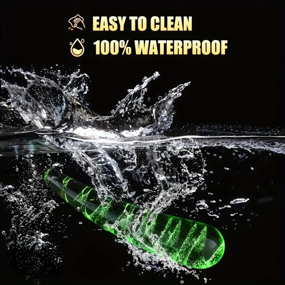 6.69in Fluorescent Glass Nighttime Glow-in-the-Dark Real Unisex Dildo