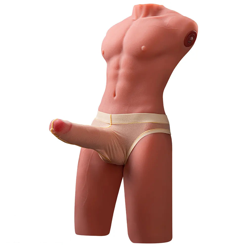 6.69in Life Size Male Torso With Thrusting Vibrating Function Dildo Love Toy