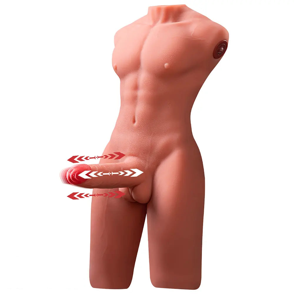 6.69in Life Size Male Torso With Thrusting Vibrating Function Dildo Love Toy
