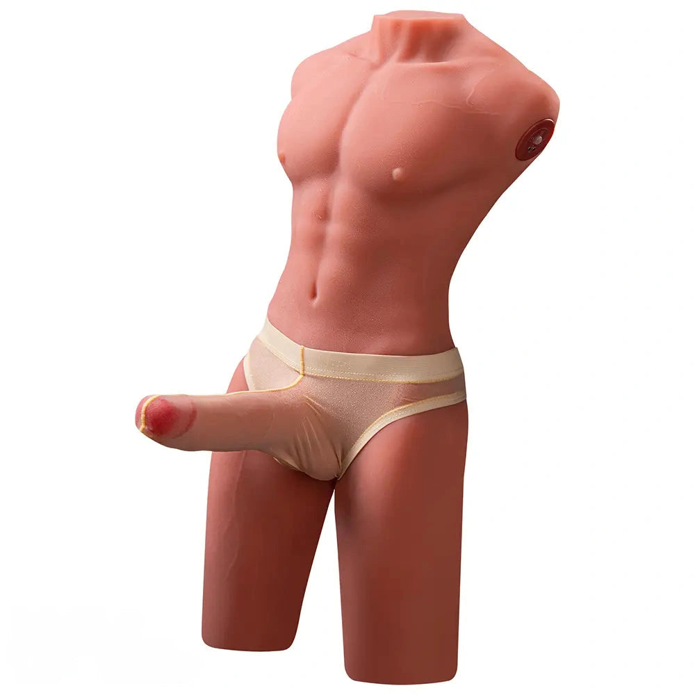 6.69in Life Size Male Torso With Thrusting Vibrating Function Dildo Love Toy